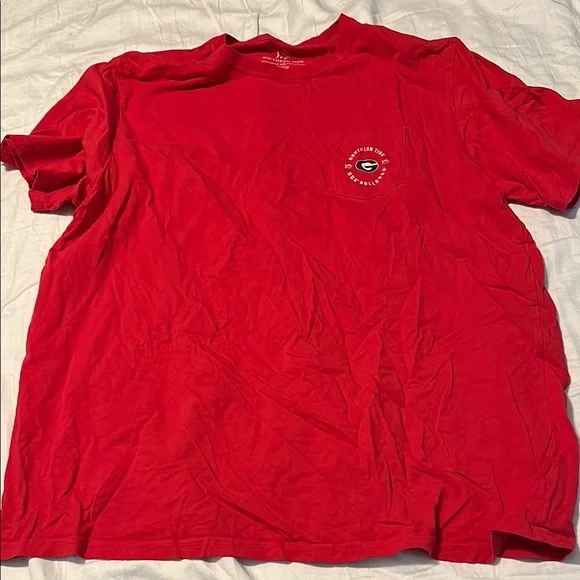 Southern Tide Red Short Sleeve Tee GEORGIA BULLDOGS - Picture 1 of 4